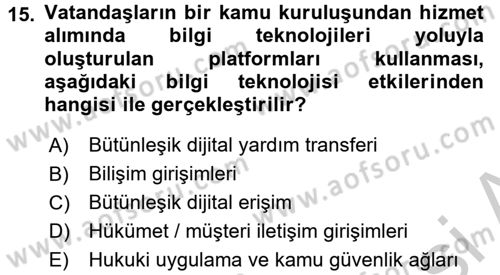 Teknoloji Perakendeciliği Dersi 2016 - 2017 Yılı (Vize) Ara Sınav Soruları 15. Soru