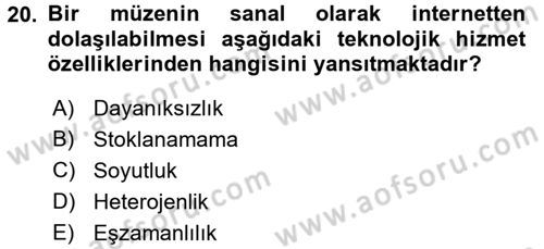 Teknoloji Perakendeciliği Dersi 2016 - 2017 Yılı (Vize) Ara Sınav Soruları 20. Soru