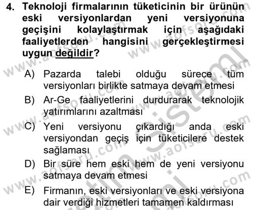 Teknoloji Perakendeciliği Dersi 2016 - 2017 Yılı (Vize) Ara Sınav Soruları 4. Soru