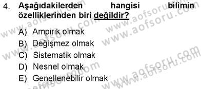 Psikolojiye Giriş Dersi 2012 - 2013 Yılı (Vize) Ara Sınav Soruları 4. Soru