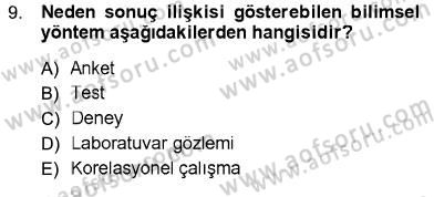 Psikolojiye Giriş Dersi 2012 - 2013 Yılı (Vize) Ara Sınav Soruları 9. Soru