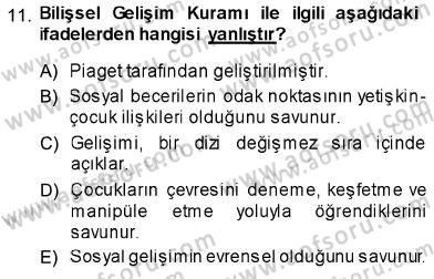 Psikolojiye Giriş Dersi 2013 - 2014 Yılı (Final) Dönem Sonu Sınav Soruları 11. Soru