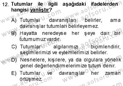 Psikolojiye Giriş Dersi 2013 - 2014 Yılı (Final) Dönem Sonu Sınav Soruları 12. Soru
