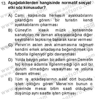 Psikolojiye Giriş Dersi 2013 - 2014 Yılı (Final) Dönem Sonu Sınav Soruları 13. Soru