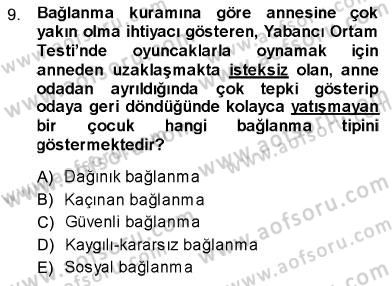 Psikolojiye Giriş Dersi 2013 - 2014 Yılı (Final) Dönem Sonu Sınav Soruları 9. Soru