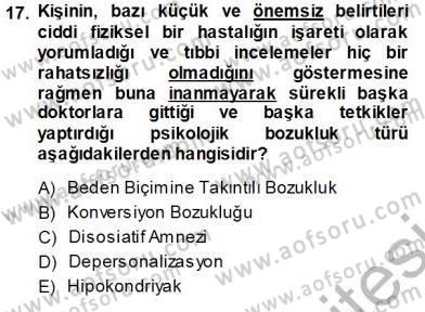 Psikolojiye Giriş Dersi 2013 - 2014 Yılı Tek Ders Sınav Soruları 17. Soru
