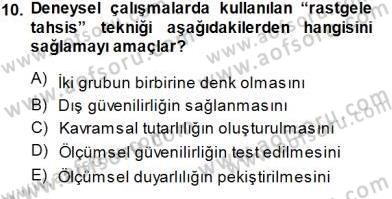 Psikolojiye Giriş Dersi 2014 - 2015 Yılı (Vize) Ara Sınav Soruları 10. Soru