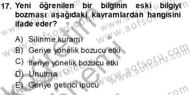 Psikolojiye Giriş Dersi 2014 - 2015 Yılı (Vize) Ara Sınav Soruları 17. Soru