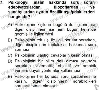 Psikolojiye Giriş Dersi 2014 - 2015 Yılı (Vize) Ara Sınav Soruları 2. Soru