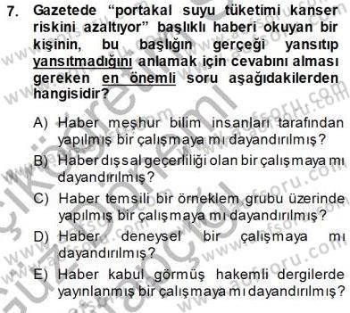 Psikolojiye Giriş Dersi 2014 - 2015 Yılı (Vize) Ara Sınav Soruları 7. Soru