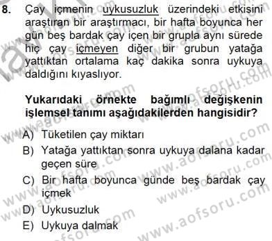 Psikolojiye Giriş Dersi 2014 - 2015 Yılı (Vize) Ara Sınav Soruları 8. Soru
