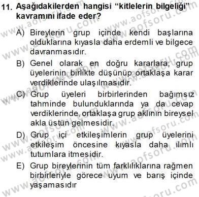 Psikolojiye Giriş Dersi 2014 - 2015 Yılı (Final) Dönem Sonu Sınav Soruları 11. Soru