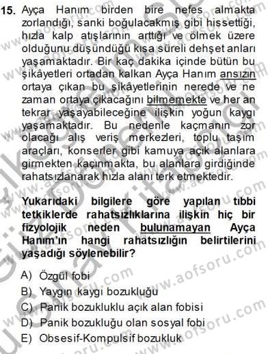 Psikolojiye Giriş Dersi 2014 - 2015 Yılı (Final) Dönem Sonu Sınav Soruları 15. Soru