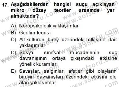 Psikolojiye Giriş Dersi 2014 - 2015 Yılı (Final) Dönem Sonu Sınav Soruları 17. Soru