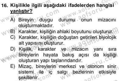 Eğitim Psikolojisi Dersi 2012 - 2013 Yılı (Vize) Ara Sınav Soruları 16. Soru