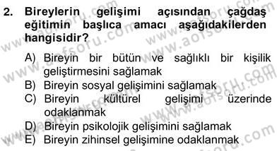 Eğitim Psikolojisi Dersi 2012 - 2013 Yılı (Vize) Ara Sınav Soruları 2. Soru