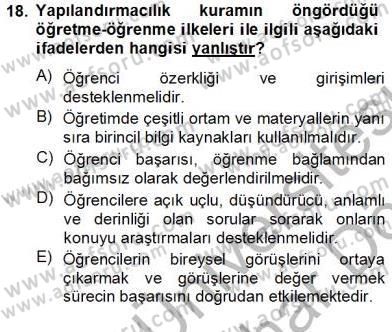 Eğitim Psikolojisi Dersi 2012 - 2013 Yılı (Final) Dönem Sonu Sınav Soruları 18. Soru