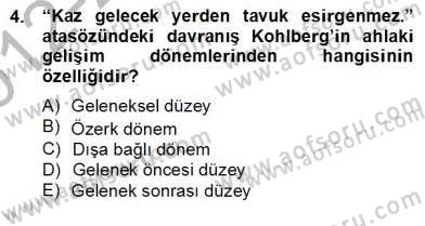 Eğitim Psikolojisi Dersi 2012 - 2013 Yılı (Final) Dönem Sonu Sınav Soruları 4. Soru