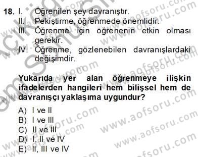 Eğitim Psikolojisi Dersi 2013 - 2014 Yılı (Final) Dönem Sonu Sınav Soruları 18. Soru