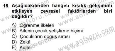 Eğitim Psikolojisi Dersi 2014 - 2015 Yılı (Vize) Ara Sınav Soruları 18. Soru