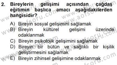 Eğitim Psikolojisi Dersi 2014 - 2015 Yılı (Vize) Ara Sınav Soruları 2. Soru