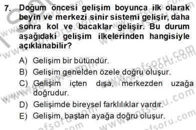 Eğitim Psikolojisi Dersi 2014 - 2015 Yılı (Vize) Ara Sınav Soruları 7. Soru