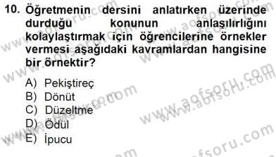 Eğitim Psikolojisi Dersi 2014 - 2015 Yılı (Final) Dönem Sonu Sınav Soruları 10. Soru