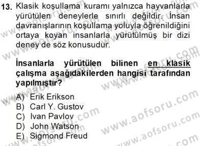 Eğitim Psikolojisi Dersi 2014 - 2015 Yılı (Final) Dönem Sonu Sınav Soruları 13. Soru