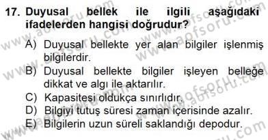 Eğitim Psikolojisi Dersi 2014 - 2015 Yılı (Final) Dönem Sonu Sınav Soruları 17. Soru