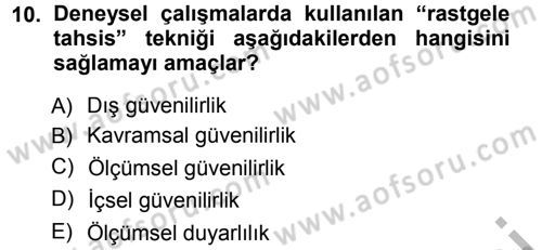Psikoloji Dersi 2012 - 2013 Yılı (Vize) Ara Sınav Soruları 10. Soru