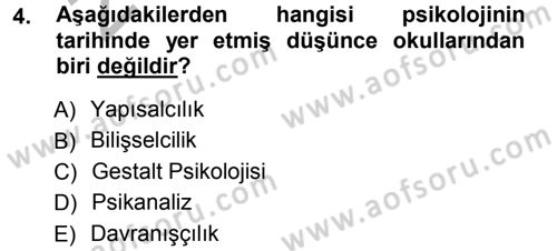 Psikoloji Dersi 2012 - 2013 Yılı (Vize) Ara Sınav Soruları 4. Soru