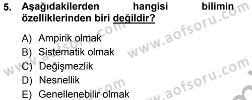 Psikoloji Dersi 2012 - 2013 Yılı (Vize) Ara Sınav Soruları 5. Soru