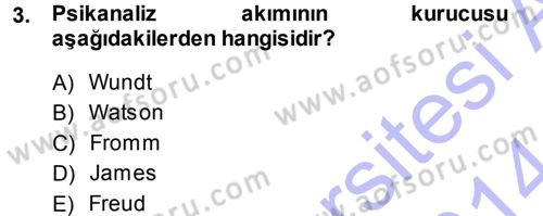 Psikoloji Dersi 2013 - 2014 Yılı (Vize) Ara Sınav Soruları 3. Soru