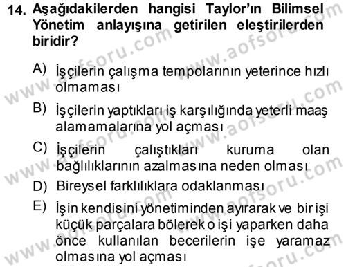 Psikoloji Dersi 2013 - 2014 Yılı (Final) Dönem Sonu Sınav Soruları 14. Soru