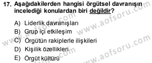 Psikoloji Dersi 2013 - 2014 Yılı (Final) Dönem Sonu Sınav Soruları 17. Soru