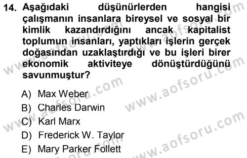 Psikoloji Dersi 2013 - 2014 Yılı Tek Ders Sınav Soruları 14. Soru