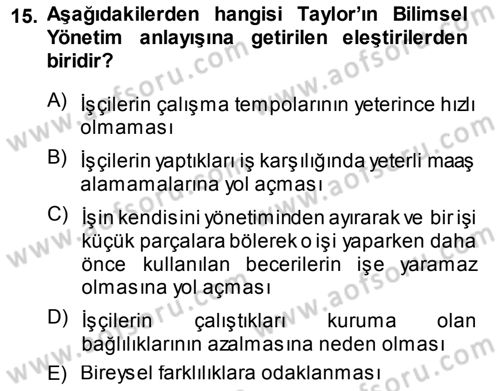 Psikoloji Dersi 2013 - 2014 Yılı Tek Ders Sınav Soruları 15. Soru