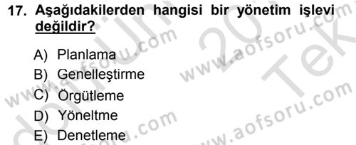 Psikoloji Dersi 2013 - 2014 Yılı Tek Ders Sınav Soruları 17. Soru