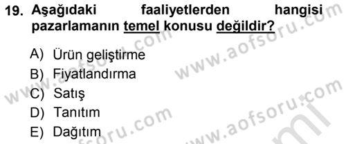 Psikoloji Dersi 2013 - 2014 Yılı Tek Ders Sınav Soruları 19. Soru