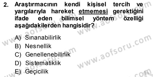 Psikoloji Dersi 2013 - 2014 Yılı Tek Ders Sınav Soruları 2. Soru