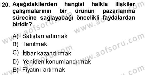 Psikoloji Dersi 2013 - 2014 Yılı Tek Ders Sınav Soruları 20. Soru