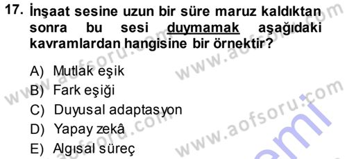 Psikoloji Dersi 2014 - 2015 Yılı (Vize) Ara Sınav Soruları 17. Soru