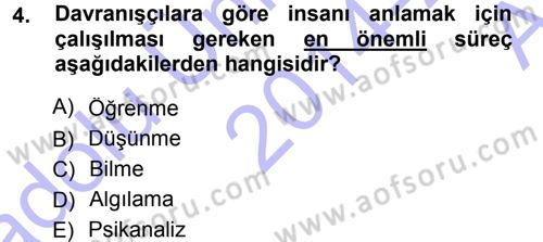 Psikoloji Dersi 2014 - 2015 Yılı (Vize) Ara Sınav Soruları 4. Soru