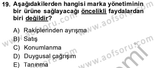 Psikoloji Dersi 2014 - 2015 Yılı (Final) Dönem Sonu Sınav Soruları 19. Soru