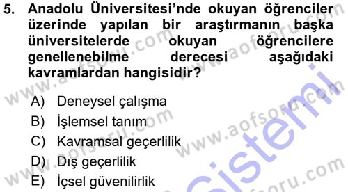 Psikoloji Dersi 2015 - 2016 Yılı (Vize) Ara Sınav Soruları 5. Soru