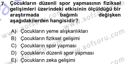 Psikoloji Dersi 2015 - 2016 Yılı (Vize) Ara Sınav Soruları 7. Soru