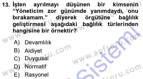 Psikoloji Dersi 2015 - 2016 Yılı (Final) Dönem Sonu Sınav Soruları 13. Soru