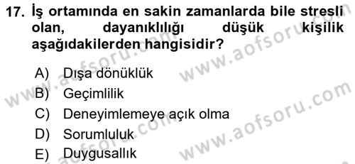 Psikoloji Dersi 2015 - 2016 Yılı (Final) Dönem Sonu Sınav Soruları 17. Soru