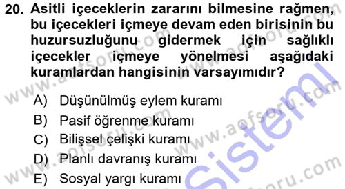 Psikoloji Dersi 2015 - 2016 Yılı (Final) Dönem Sonu Sınav Soruları 20. Soru