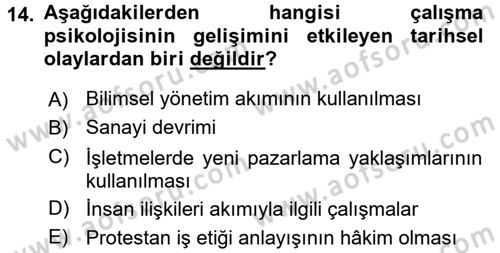 Psikoloji Dersi 2015 - 2016 Yılı Tek Ders Sınav Soruları 14. Soru
